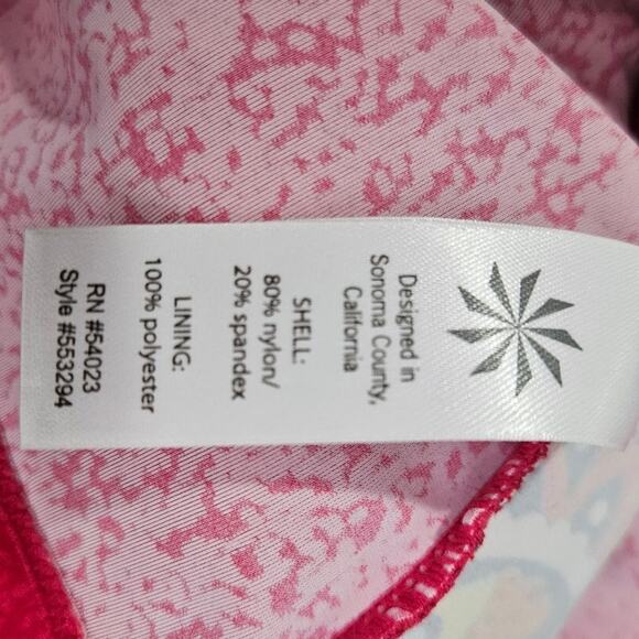 Athleta S Pink Floral Swim Dress Active Beach Surf Gorpcore Fit Flare Shelf Bra - Picture 2 of 4